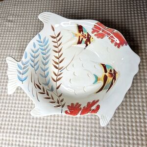 Ambiance By the Sea Decorative Ceramic Handpainted Fish Shaped Serving Bowl
